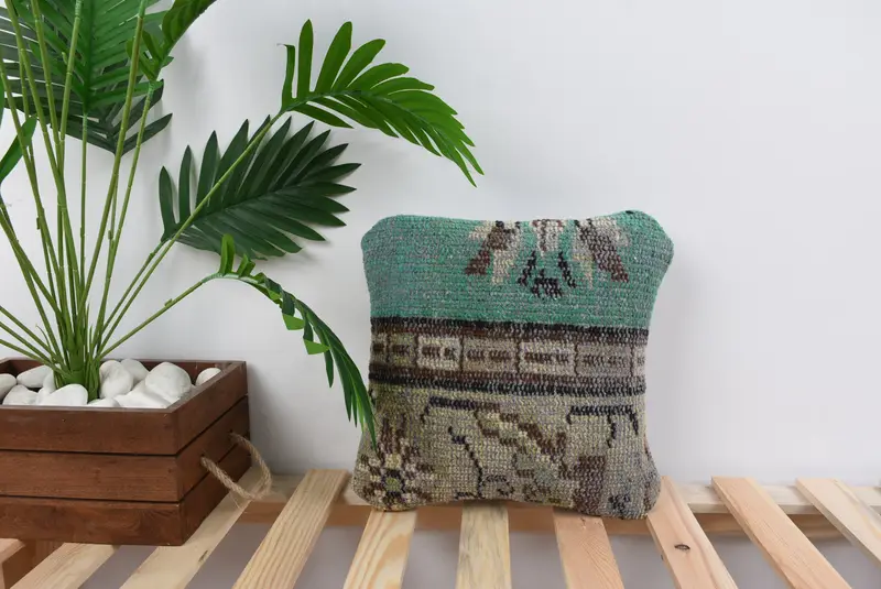 12x12 Green Cushion, Interior Designer Pillow, Gift Pillow, Ikat Pillow, Designer Throw Cushion Case, Sofa Pillow Cover, Vintage Pillow, Cushion - 1