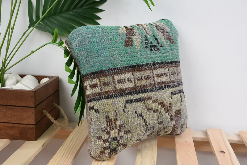 12x12 Green Cushion, Interior Designer Pillow, Gift Pillow, Ikat Pillow, Designer Throw Cushion Case, Sofa Pillow Cover, Vintage Pillow, Cushion - 4