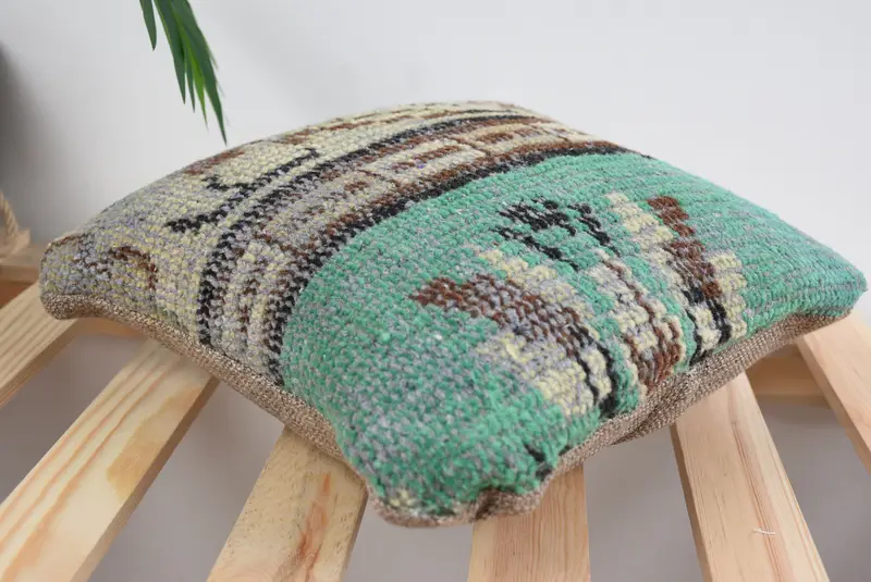 12x12 Green Cushion, Interior Designer Pillow, Gift Pillow, Ikat Pillow, Designer Throw Cushion Case, Sofa Pillow Cover, Vintage Pillow, Cushion - 6