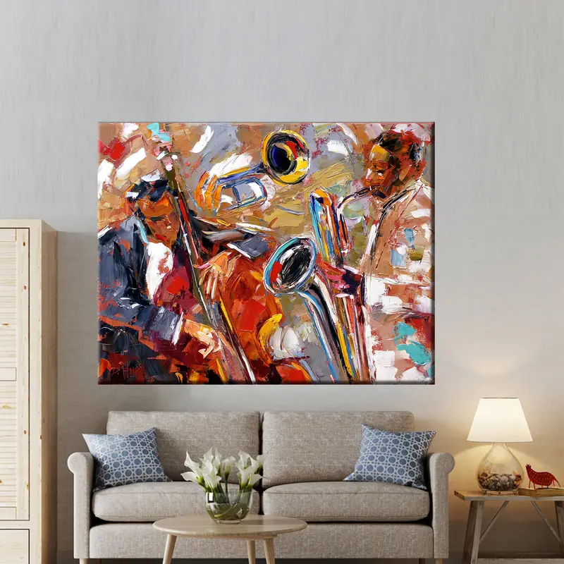 Abstract Jazz Art, African American Art, Jazz Artwork, Extra Large Canvas Wall Art, Contemporary Art, Music Room Decor, Jazz Poster Print - 1