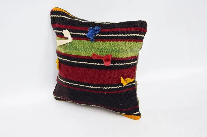 Ethnical Kilim Rug Pillow, Kilim Cushion Sham, Authentic Pillow, 12x12 Red Pillow Cover, Cozy Throw Pillow, Pillow Cover, Pillow for Sofa - 4