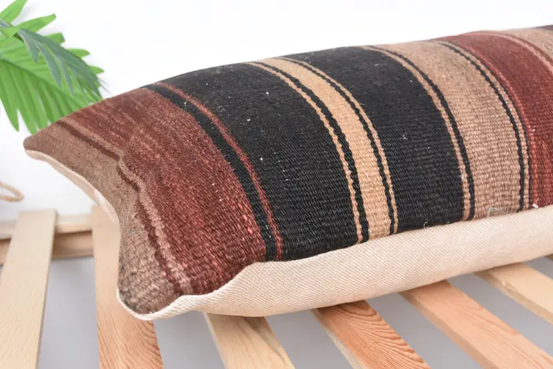 Cushion, Christmas Pillow Case, Kilim Pillow Cover, 16x48 Brown Pillow Sham, Vintage Pillow, Tribal Cushion Case, Boho Pillow - 6