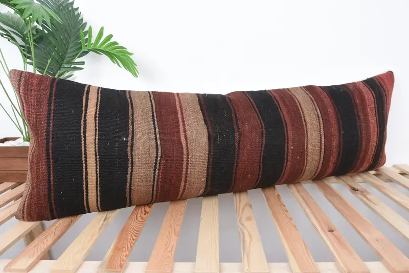 Cushion, Christmas Pillow Case, Kilim Pillow Cover, 16x48 Brown Pillow Sham, Vintage Pillow, Tribal Cushion Case, Boho Pillow - 4