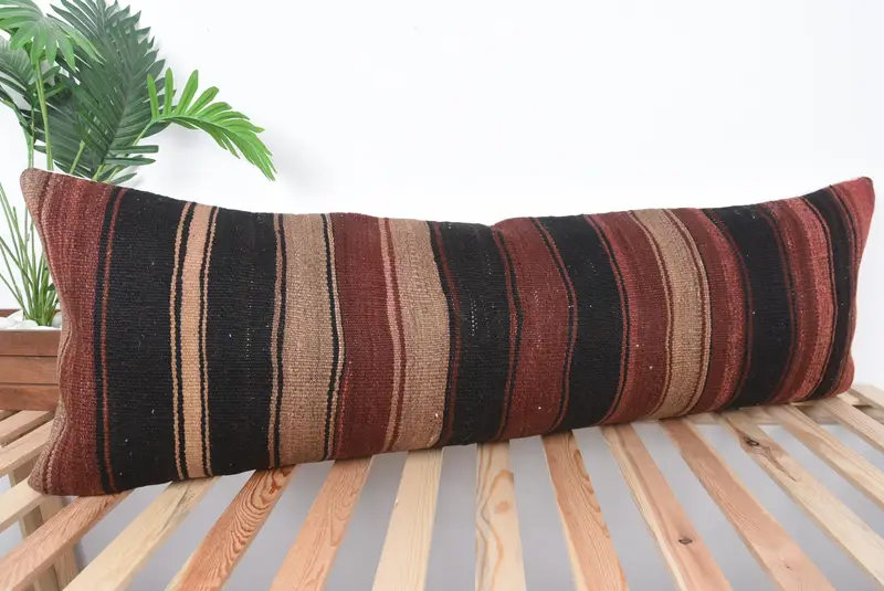 Cushion, Christmas Pillow Case, Kilim Pillow Cover, 16x48 Brown Pillow Sham, Vintage Pillow, Tribal Cushion Case, Boho Pillow - 5