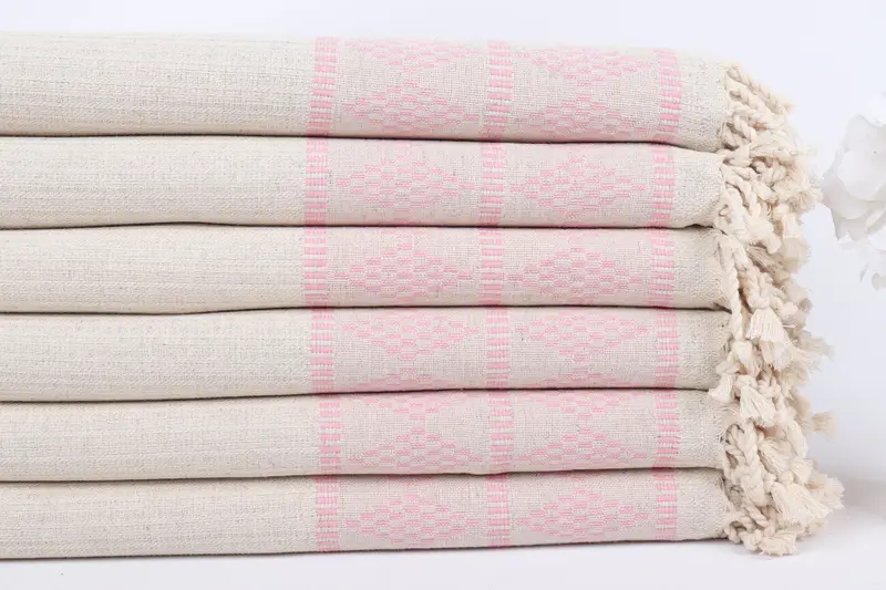 Personalized Gift, Handmade Turkish hammam towel, Handmade Gift, Embroidery Towel, Custom Wedding Gift, 70x36 Linen Kilim Design Towel, Hammam towel - 3