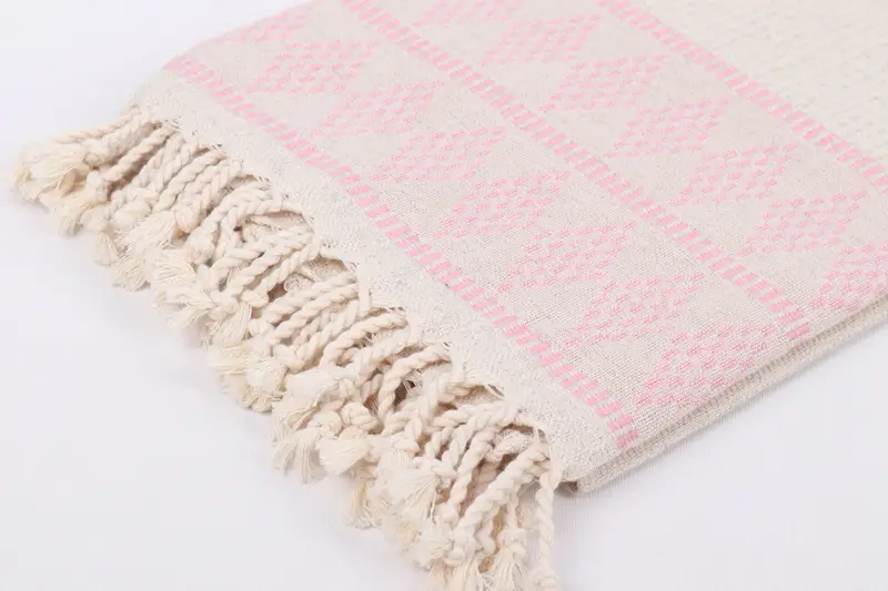 Personalized Gift, Handmade Turkish hammam towel, Handmade Gift, Embroidery Towel, Custom Wedding Gift, 70x36 Linen Kilim Design Towel, Hammam towel - 7