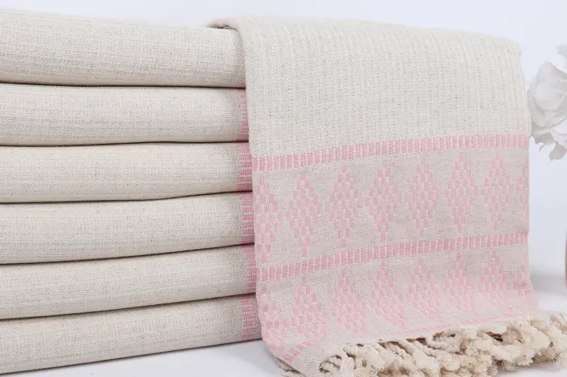 Personalized Gift, Handmade Turkish hammam towel, Handmade Gift, Embroidery Towel, Custom Wedding Gift, 70x36 Linen Kilim Design Towel, Hammam towel - 2