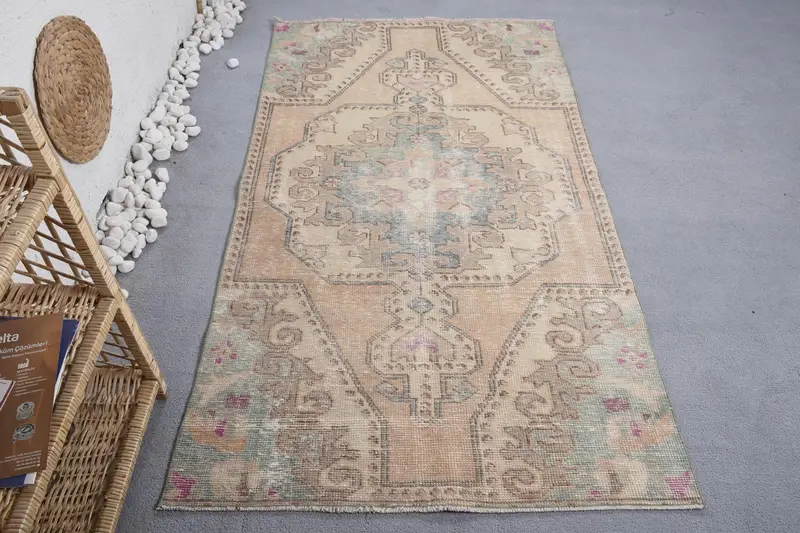 Alfombra Patchwork Beige y Verde 1,1x1,8m Decoración Elegante