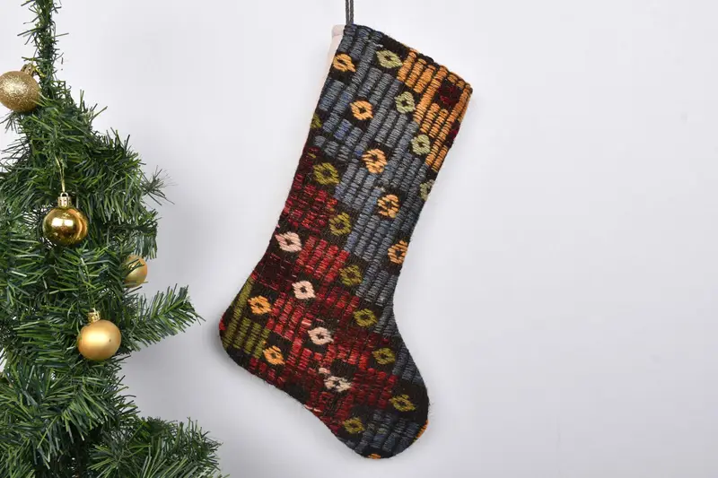 Noel Süsleri Deseni, 7 İnç Genişliğinde Özel Noel Çorabı