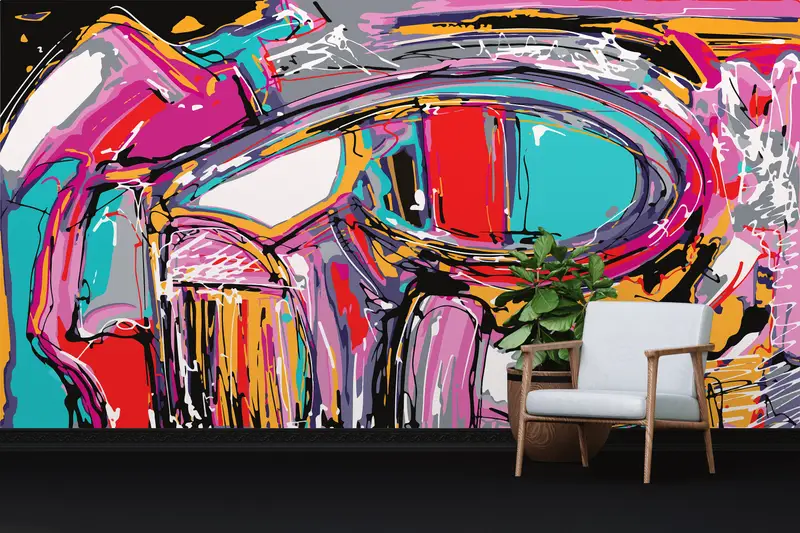 Papel pintado impreso con graffiti abstracto moderno: eleva tu espacio
