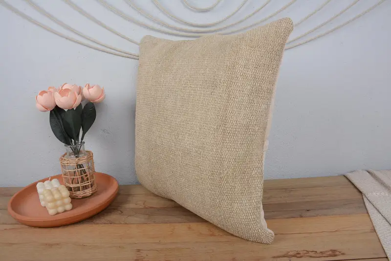 Gift Pillow, Couch Pillow Sham, Antique Pillows, Pillow, 20x20 Beige Pillow Cover, Retro Throw Cushion Case, Vintage Kilim Pillow - 4