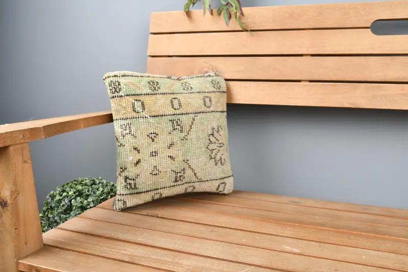 Decorative Throw Pillow Case, Interior Designer Pillow, 12x12 Green Cushion Cover, Pillow Cover, Home Decor Pillow, Natural Pillow, Pillow for Couch - 1