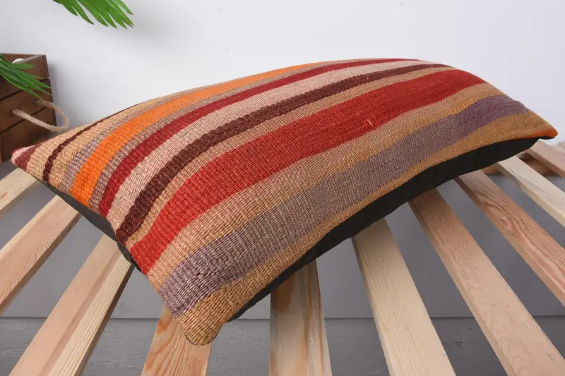12x24 Red Cushion Case, Turkish Kilim Pillow, Lounge Throw Cushion Cover, Pillow Cover, Interior Designer Pillow, Boho Pillow Sham Cover - 6