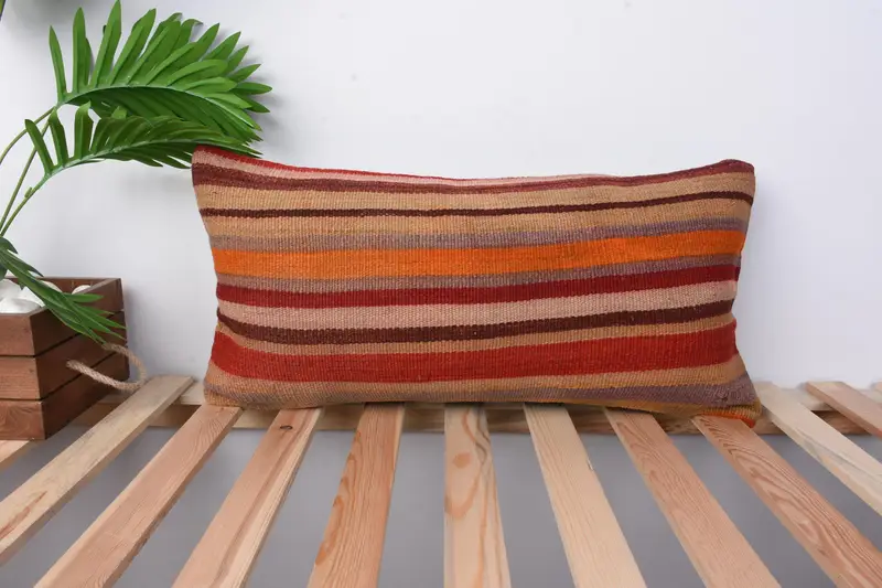 12x24 Red Cushion Case, Turkish Kilim Pillow, Lounge Throw Cushion Cover, Pillow Cover, Interior Designer Pillow, Boho Pillow Sham Cover - 1