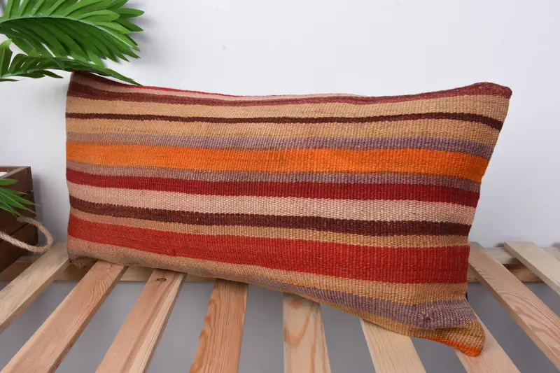 12x24 Red Cushion Case, Turkish Kilim Pillow, Lounge Throw Cushion Cover, Pillow Cover, Interior Designer Pillow, Boho Pillow Sham Cover - 4