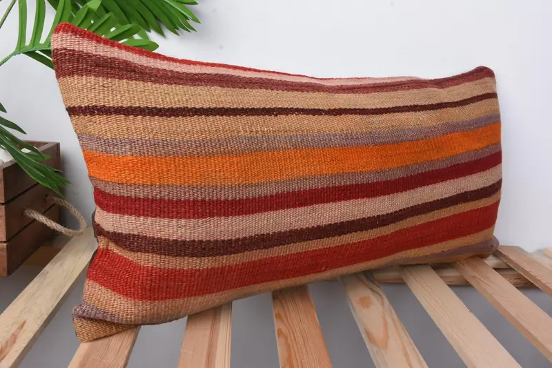 12x24 Red Cushion Case, Turkish Kilim Pillow, Lounge Throw Cushion Cover, Pillow Cover, Interior Designer Pillow, Boho Pillow Sham Cover - 5