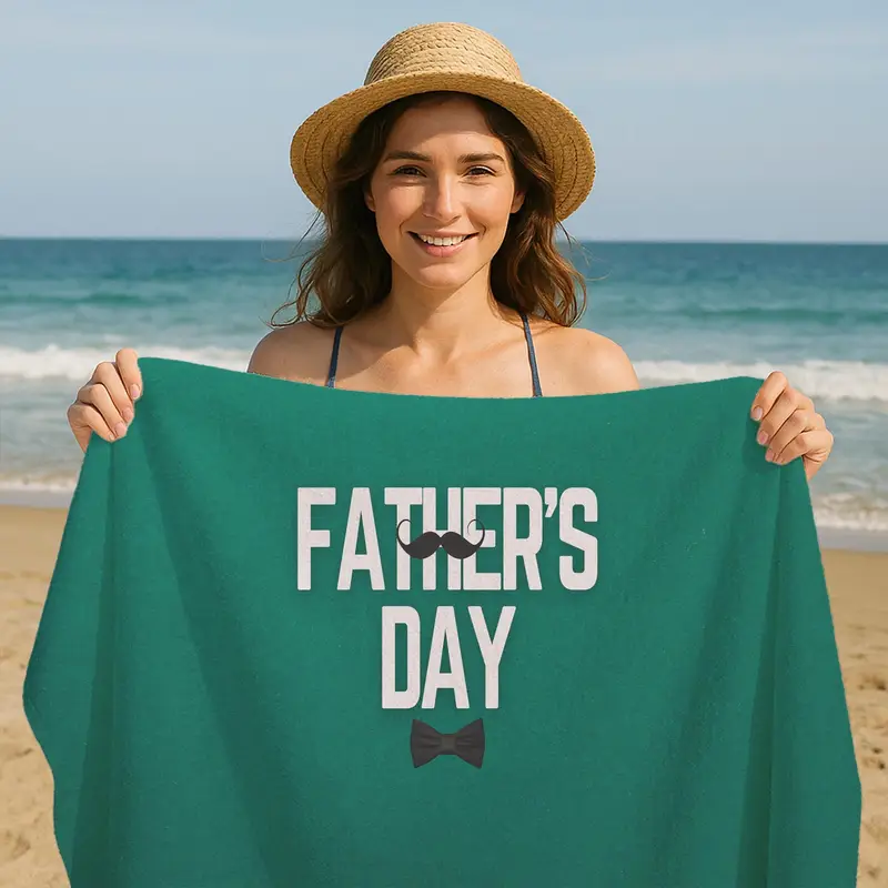 Personalized Beach Towel, Custom Pool Towel, Funny Mustache Towel, Father’s Day Gift For Dad - 1