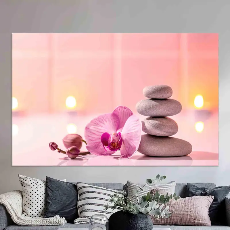 エレガントな禅キャンバス: ピンクの蘭とスパ セレニティ プリント
