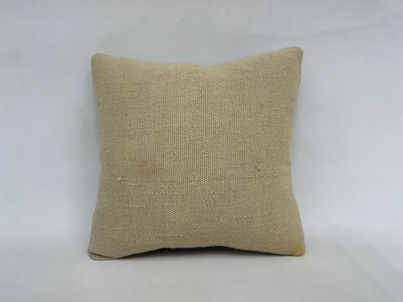 Turkish Pillow, Pillow for Couch, Cushion Cover, Crochet Pattern Cushion Case, Kilim Pillow, 18x18 Beige Cushion Case - 1