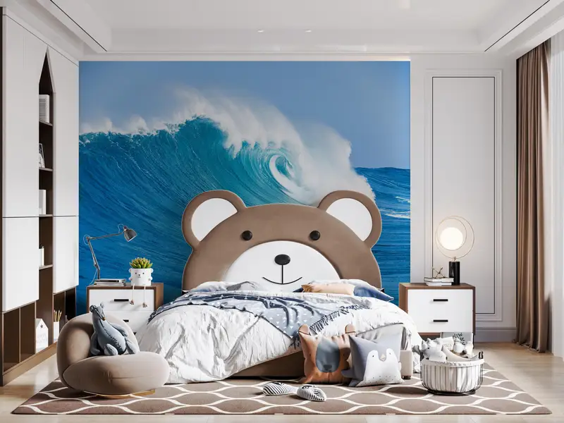 Do It Yourself, 3D Wallpaper, Big Waves Wall Poster, Blue Wall Stickers, Ocean Wall Print, View Mural, Wall Decals Murals, - 5