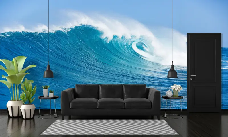 Do It Yourself, 3D Wallpaper, Big Waves Wall Poster, Blue Wall Stickers, Ocean Wall Print, View Mural, Wall Decals Murals, - 6