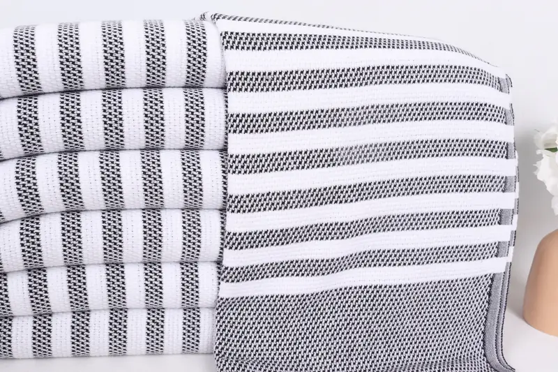Gifts For Him, Wedding Favors, Boyfriend Gift, Monogram Hand Towel, Personalized Dish Towel, 44x24 Cotton Striped Towel, Best Friend Gift Ideas - 2