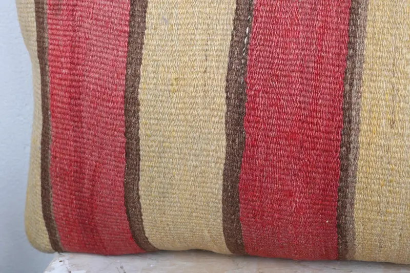 Vintage Kilim Throw Pillow, Handmade Rug Seat Pillow, Turkish Kilim Pillow, Pillow Cover, Pillow for Sofa, 16x36 Beige Pillow Case - 3