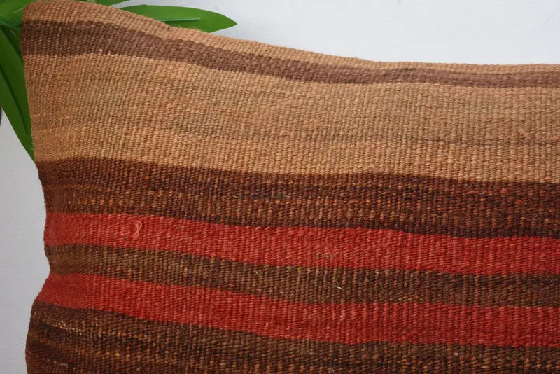 Pillow Sham, 12x20 Brown Cushion Cover, Yoga Pillow Case, Turkish Pillow, Ethnic Pillow Case, Handmade Kilim Cushion, Gift Pillow - 2