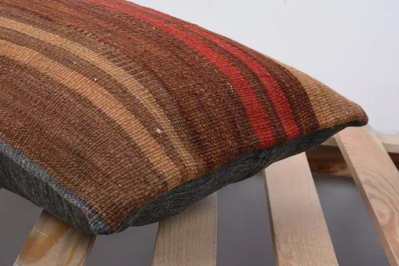 Pillow Sham, 12x20 Brown Cushion Cover, Yoga Pillow Case, Turkish Pillow, Ethnic Pillow Case, Handmade Kilim Cushion, Gift Pillow - 7