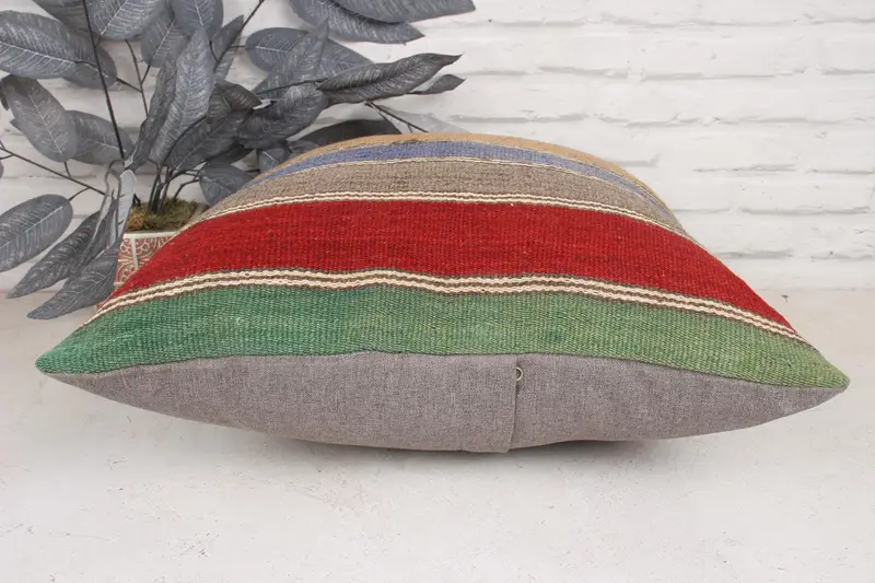 20x20 Red Cushion, Patio Cushion, Nautical Throw Cushion, Throw Kilim Pillow, Turkish Pillow, Pillow Sham, Boho Pillow, Ethnic Cushion Case - 5