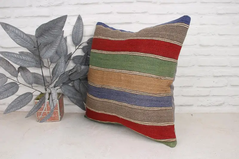 20x20 Red Cushion, Patio Cushion, Nautical Throw Cushion, Throw Kilim Pillow, Turkish Pillow, Pillow Sham, Boho Pillow, Ethnic Cushion Case - 4