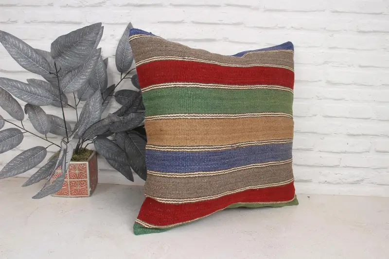 20x20 Red Cushion, Patio Cushion, Nautical Throw Cushion, Throw Kilim Pillow, Turkish Pillow, Pillow Sham, Boho Pillow, Ethnic Cushion Case - 3