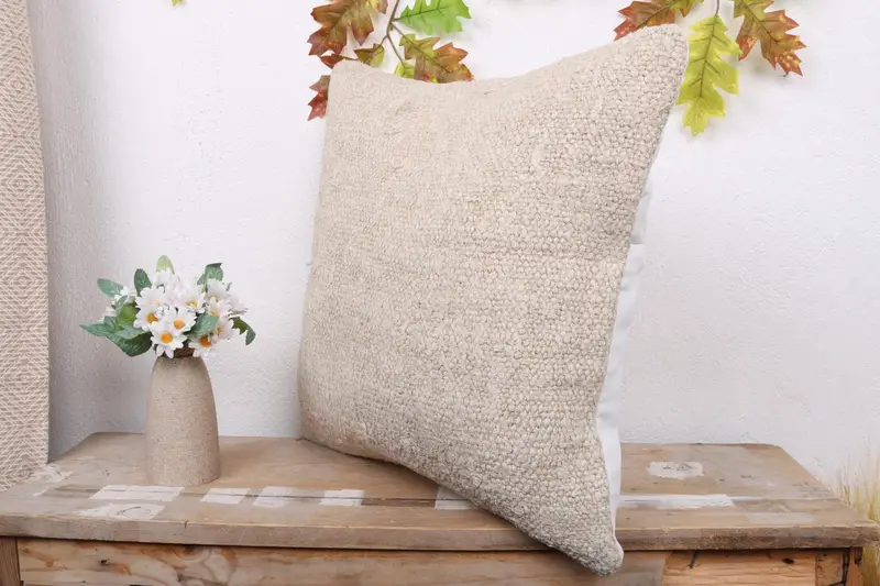 Pillow Sham, 18x18 White Pillow Sham, Kilim Pillow Cover, Retro Throw Pillow Cover, Comfy Throw Cushion Cover, Vintage Pillow, Turkish Pillow - 4