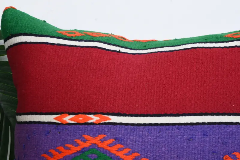 Turkish Kilim Pillow, Pillow Cover, Chair Cushion, 16x16 Red Cushion Case, Gift Pillow, Seat Pillow Case, Kilim Cushion Sham, Custom Cushion Cover - 2