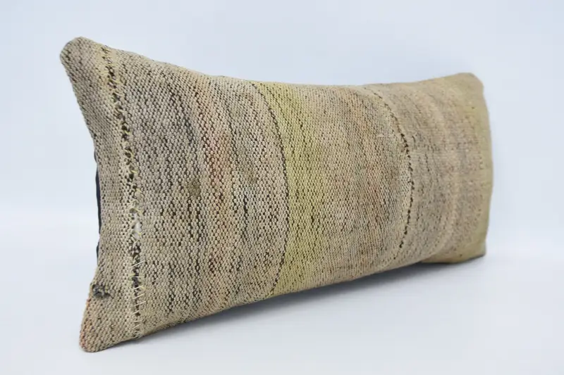 Cushion, Comfy Throw Pillow Cover, Pillow for Sofa, Outdoor Bolster Pillow, Handmade Kilim Cushion, 12x24 Beige Pillow Cover, Vintage Kilim Pillow - 3