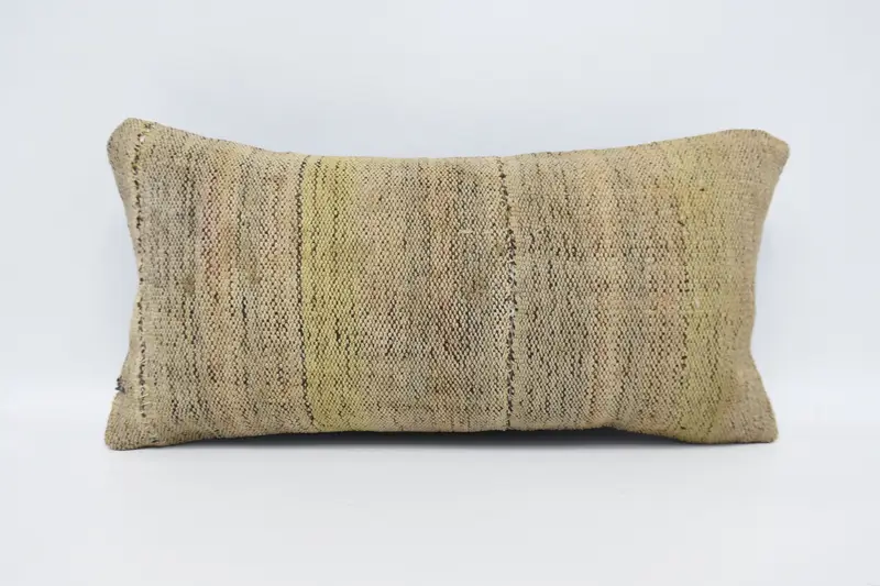 Cushion, Comfy Throw Pillow Cover, Pillow for Sofa, Outdoor Bolster Pillow, Handmade Kilim Cushion, 12x24 Beige Pillow Cover, Vintage Kilim Pillow - 1