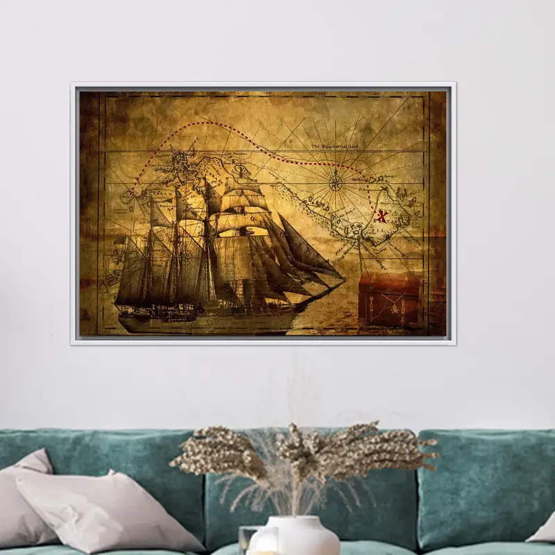 海賊の宝の地図: ヴィンテージ キャンバス アート プリント