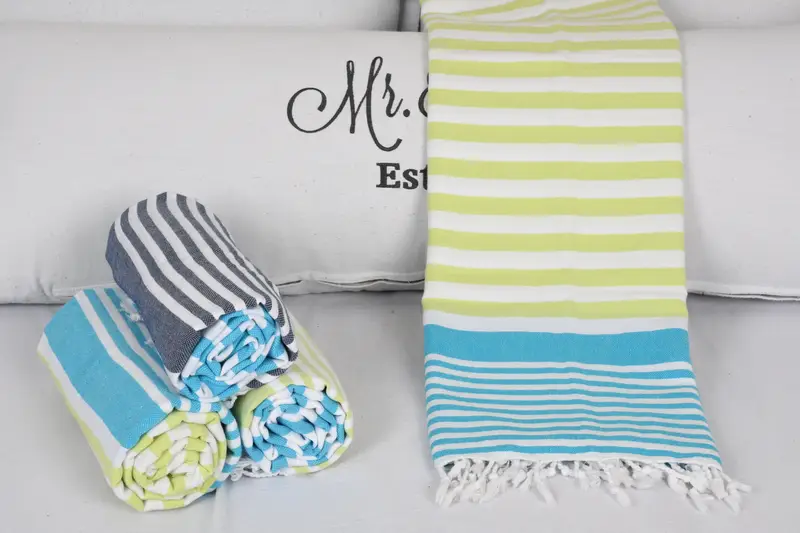 Valentines Day Gift Idea, 84x64 Cotton Striped Towel, Monogram Blanket, Wedding Anniversary Gift, Bachelorette Gifts, Bridesmaid Gifts - 7