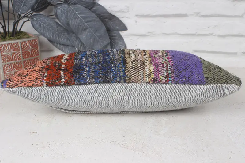 Turkish Kilim Pillow, 8x16 Blue Pillow Sham, Pillow Sham, Comfy Throw Cushion, Vintage Pillow, Natural Cushion, Handmade Kilim Cushion - 5