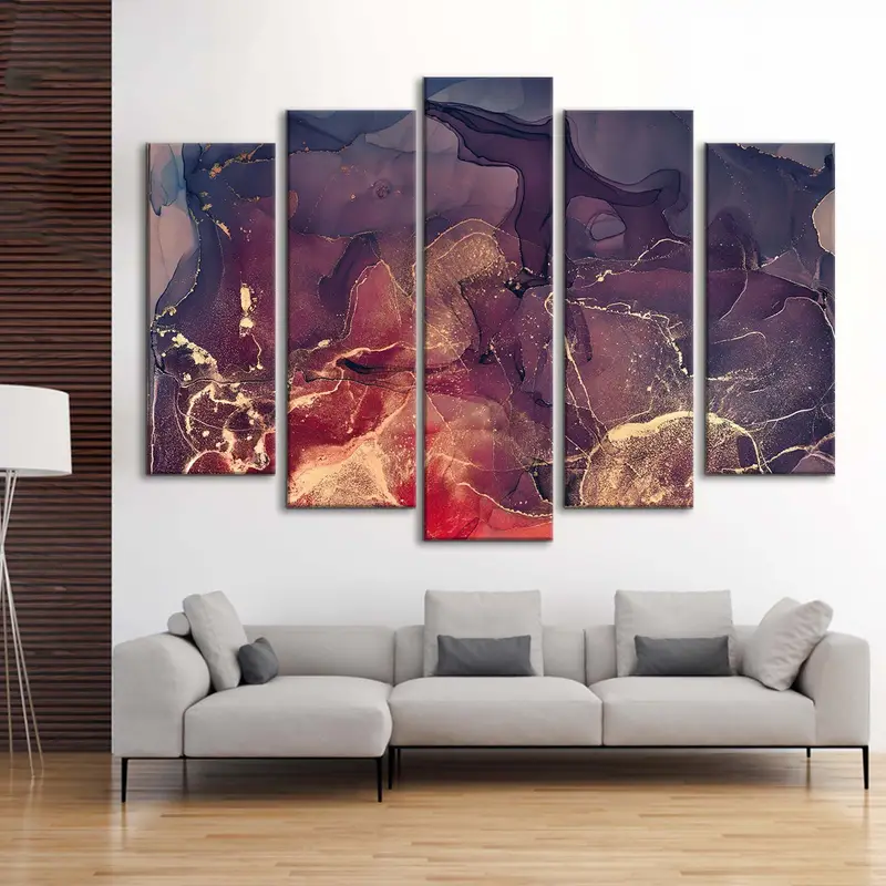 Purple Abstract Art, Gold Marble Decor, Red Abstract, Living Room Wall Art, Gold Marbling Decor, Home Decor Art, Marbling Abstract Art, - 5