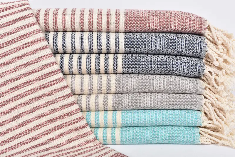 Turkish Bath Towel Gray Striped Organic Cotton, 67x40 Inches