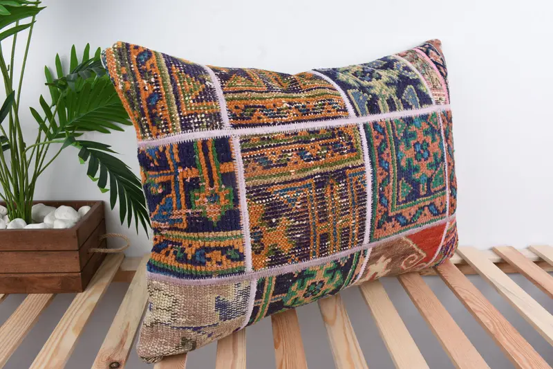 Hippie Throw Cushion, Home Decor Pillow, Vintage Kilim Pillow, Authentic Pillow Case, 20x28 Blue Pillow Case, Turkish Pillow, Cushion Cover - 4