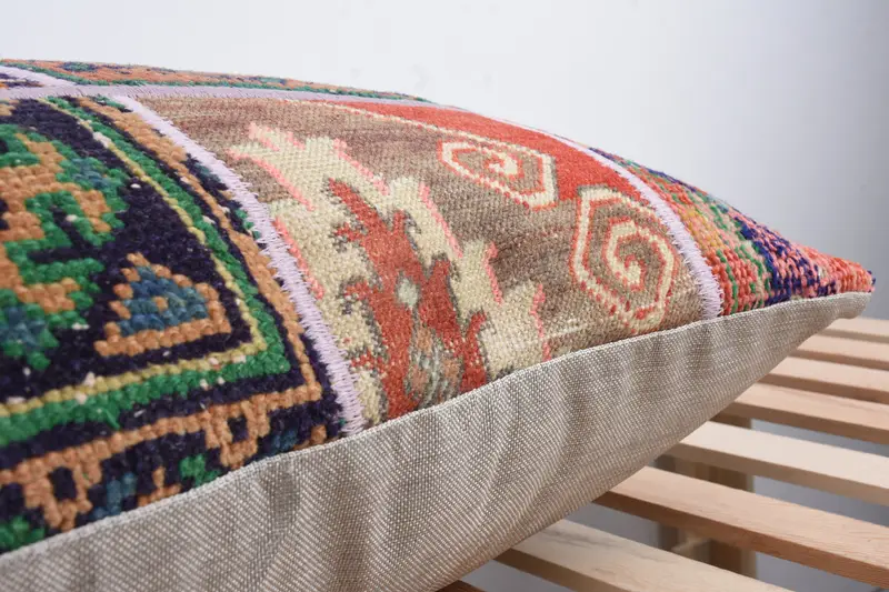 Hippie Throw Cushion, Home Decor Pillow, Vintage Kilim Pillow, Authentic Pillow Case, 20x28 Blue Pillow Case, Turkish Pillow, Cushion Cover - 7