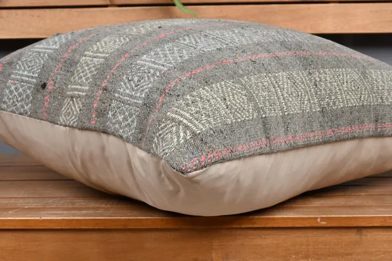 Handmade Kilim Cushion, Wool Kilim Pillow Pillow, 24x24 Yellow Pillow Sham, Pillow, Turkish Kilim Pillow, Interior Designer Pillow - 4