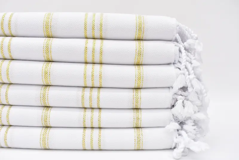 Dish Towel Yellow Silvery Striped Organic Cotton, 40x24 Inches