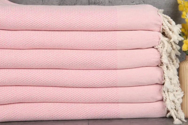 Personalized Beach Towel Pink Geometric 40x71 Inches Organic Turkish Cotton