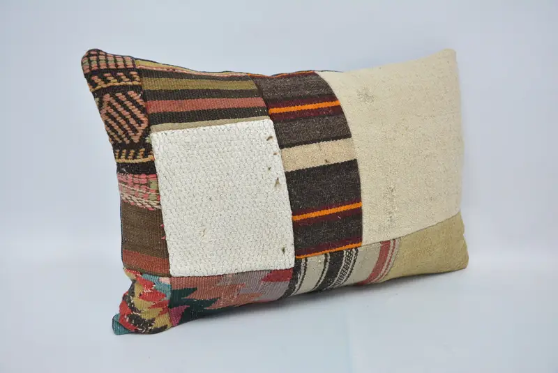 Cushion, Turkish Corner Cushion Cover, 16x24 Beige Pillow Sham, Kilim Rug Pillow Case, Home Decor Pillow, Vintage Kilim Pillow, Boho Pillow - 3