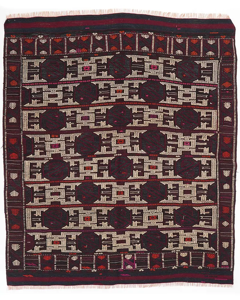 Alfombra Roja y Beige 4,8x5,7ft Elegant Comfort