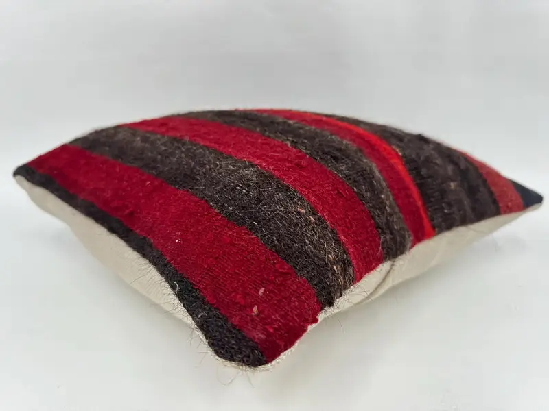 Handmade Kilim Cushion, Sofa Pillow Sham, Ottoman Pillow Sham, Cushion Case, Kilim Cushion Sham, Ethnical Kilim Rug Pillow, 14x14 Red Pillow Cover - 6
