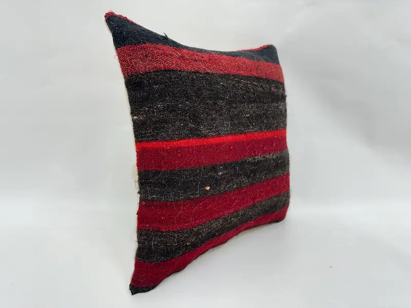 Handmade Kilim Cushion, Sofa Pillow Sham, Ottoman Pillow Sham, Cushion Case, Kilim Cushion Sham, Ethnical Kilim Rug Pillow, 14x14 Red Pillow Cover - 3